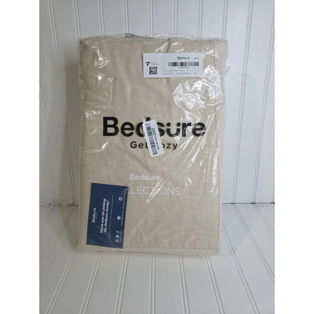 New Bedsure Cotton Duvet Cover Full - 100% Cotton Waffle Weave Beige Full